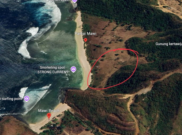Land for sale beach front at Mawi south lombok